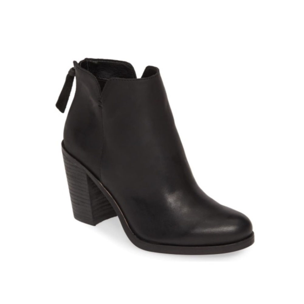Black faux leather booties